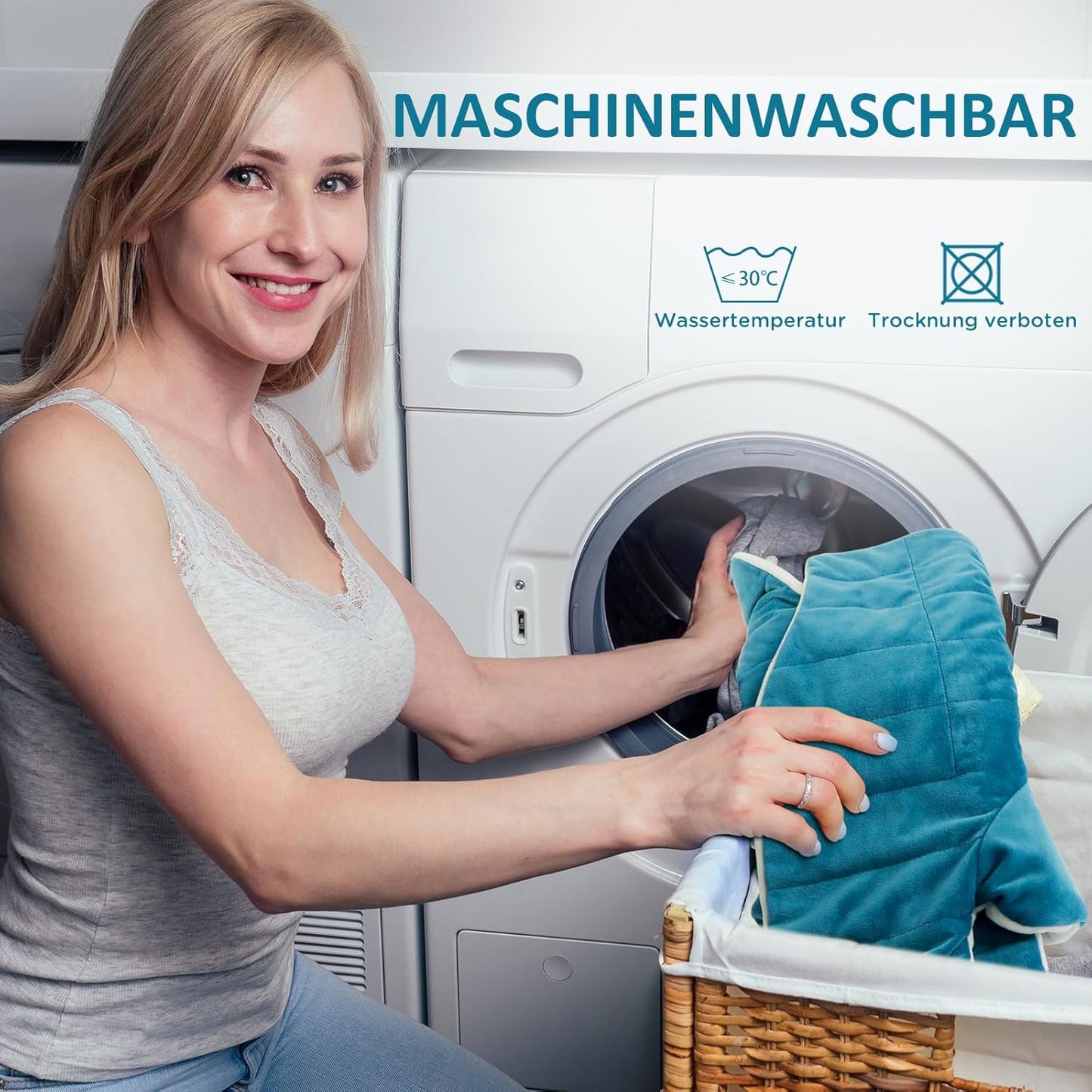 Comfytemp Voll gewichtetes Heizkissen für Nacken Schulter mit 9 Wärmestufen 0,5-9h Abschaltautomatik, 1 kg Nackenwärmer Schulterwärmer waschbar Wärmekissen 56x48cm Elektrisches Wärmecape