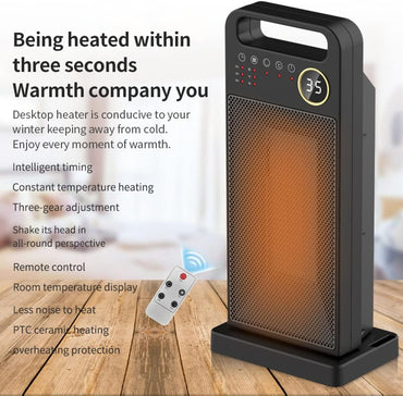 2000W Keramik Heizlüfter Bad, 2x Heizstufen und 2-12H Timer, Heizung mit 60°