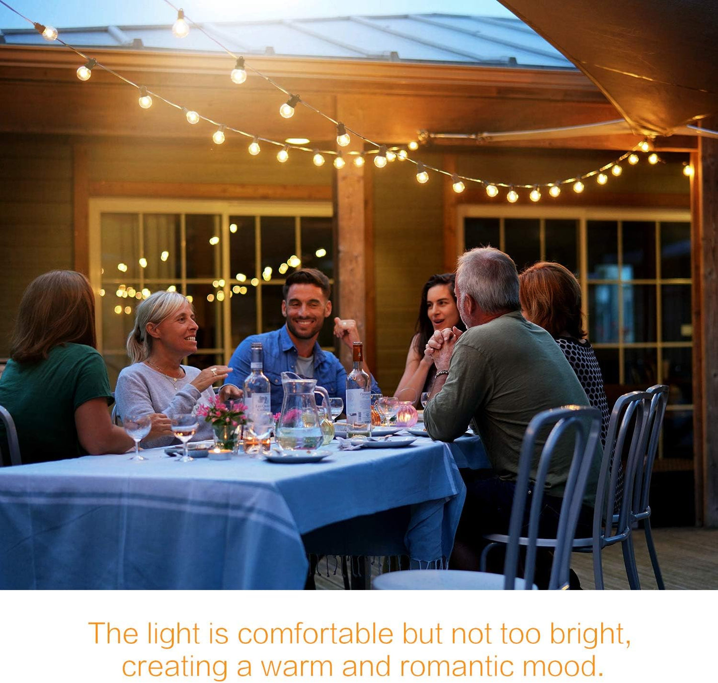 MYCARBON LED Lichterkette Auen 13,5M IP67 36er Birnen wasserdicht Lichterkette Glhbirnen Outdoor Innen mit Stecker Deko fr Garten Party Terrasse Zimmer Balkon 2 Ersatzbirnen Warmwei