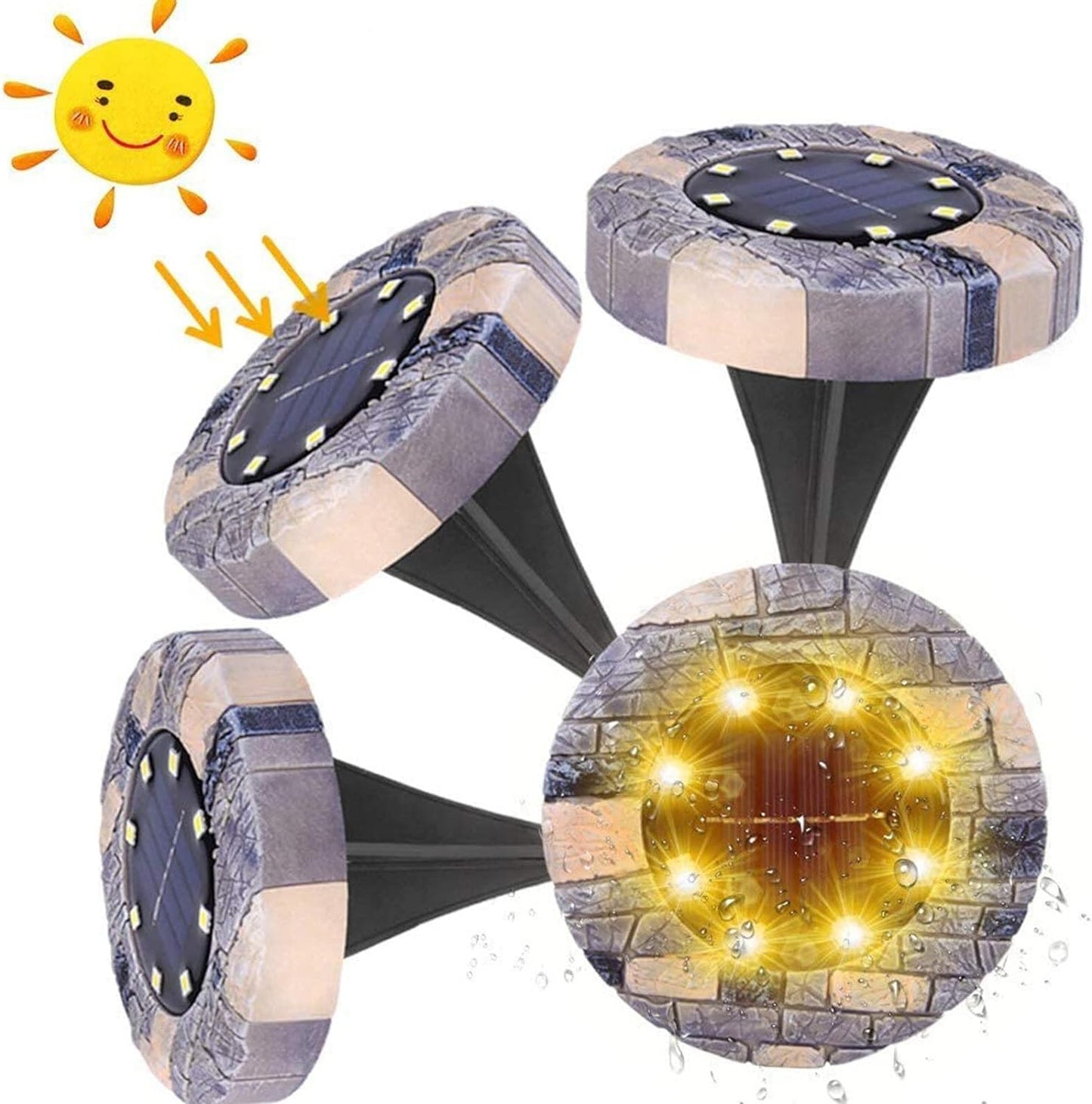 8 pack Solarlampe Bodenstrahler solarlicht 12LED wasserdichte gartenlicht Außen warmweiß