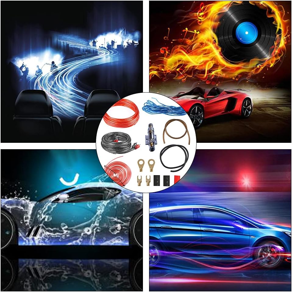 YeenGreen 8GA Auto Verstärker Kabel Set, 15 Stück Verstärker Leistungsverstärker Kabel Car Audio Wire Einbauset Verstärker Auto Anschlussset Kabelset Einbauset Kabelset 1000W