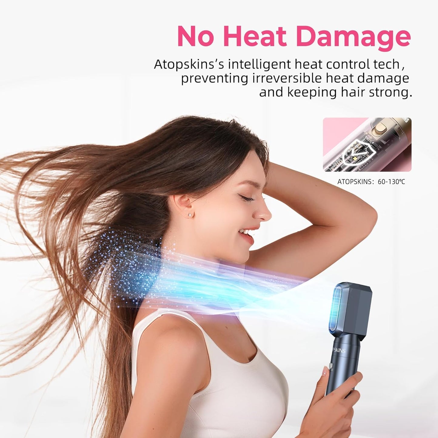 Atopskins Pro Air styler 6 in 1 Airbrush Haarstyler Hair Styler mit Rundbürste, Warmluftbürste, Föhnbürste, Haartrockner, Air Culer, Hairstyler Airstyler für Alle Haartypen, Trocknen, Glätten, Locken
