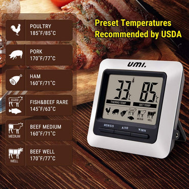Umi. Fleischthermometer, digitales Bratenthermometer, Ofenthermometer, Grillthermometer, Barbecue Smoker Kerntemperaturthermometer mit Sonde für das Kochen von Fleisch in der Küche