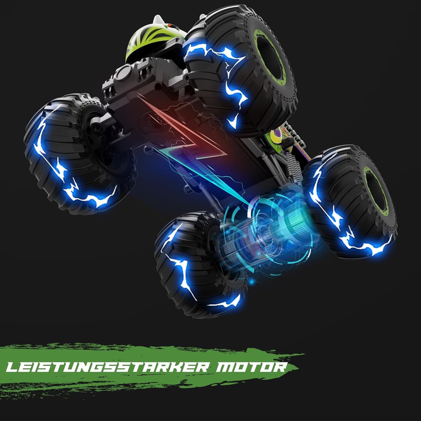 PREBOX Ferngesteuerter Monstertruck für Jungen 8-12 – RC-Dinosaurier-Autospielzeug für Kinder im Alter von 4–7 Jahren, Geburtstagsgeschenke für Jungen mit Musik und Lichtern