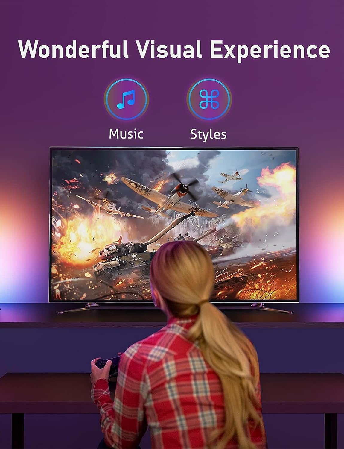 Smart LED Lightbar, RGB-Lampe mit mehr Lichteffekt, LED-TV-Hintergrundbeleuchtung, Gaming-Lampe mit Musiksynchronisation, LED-Umgebungslicht für Gaming, Film, PC, TV, Raumdekoration