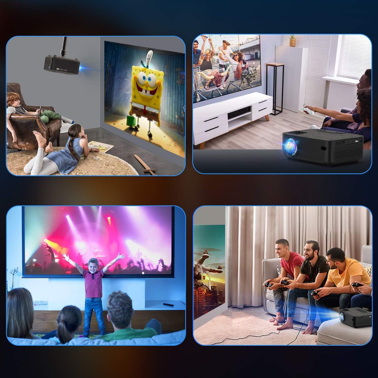 VILINICE Mini Beamer Heimkino Beamer Full HD, WiFi Projektor mit 6000 L unterstützt 1080P Multimedia 240", Video Beamer LED kompatibel mit TV Stick, HDMI, SD, AV, VGA, USB, PS4, Smartphone