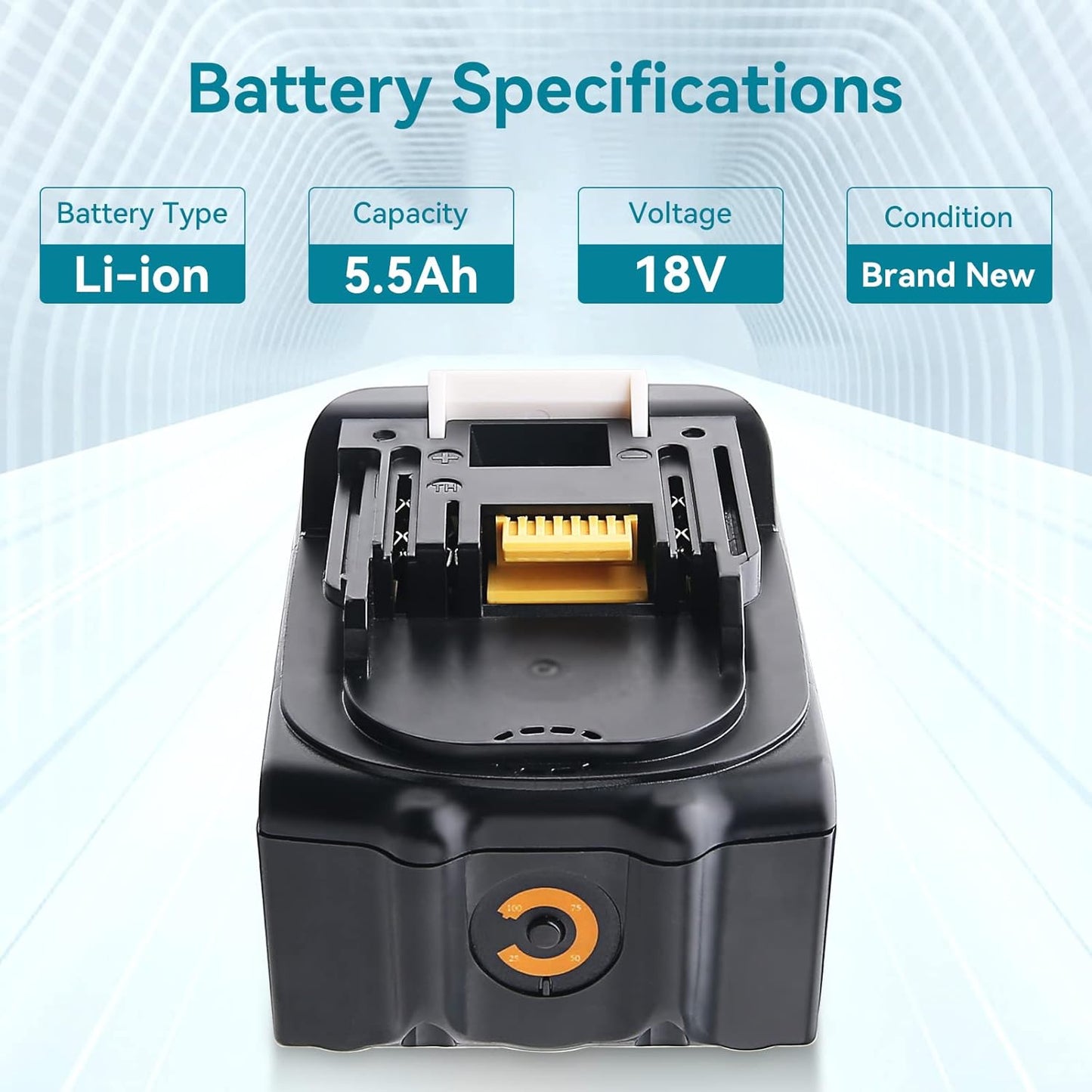 VANON BL1860B 18 V 5,5 Ah Lithium-Akku, kompatibel mit Makita 18 V Akku BL1850B BL1850 BL1830B BL1830 BL1840B BL1840 BL1860 194205-3 LXT-400 Akku-Elektrowerkzeuge