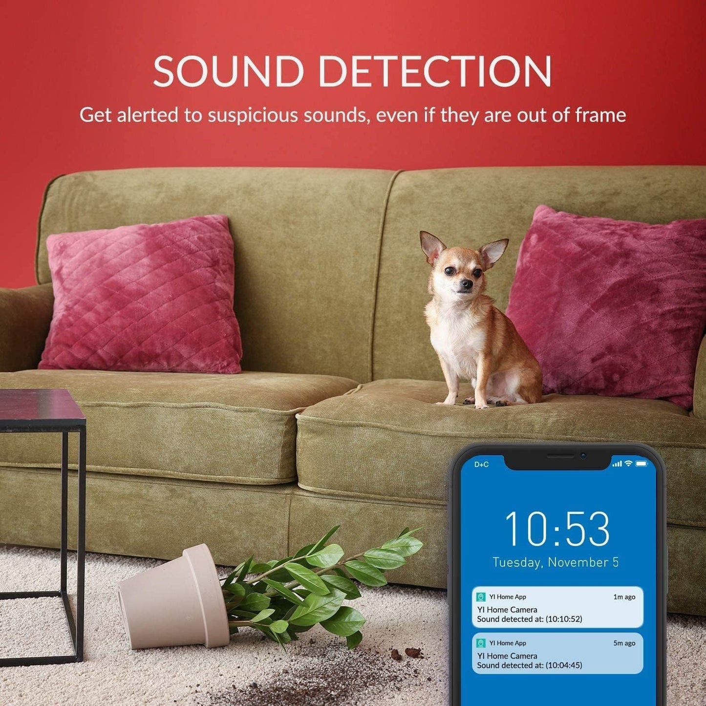 YI Overview Room Innen 1080p WiFi IP-Sicherheitsraum mit Bewegungssteuerung, Nachtsicht, Zweiwege-Audio, Babyphone, Heimkamera mit Fernbedienung, Alarm und App-Steuerung