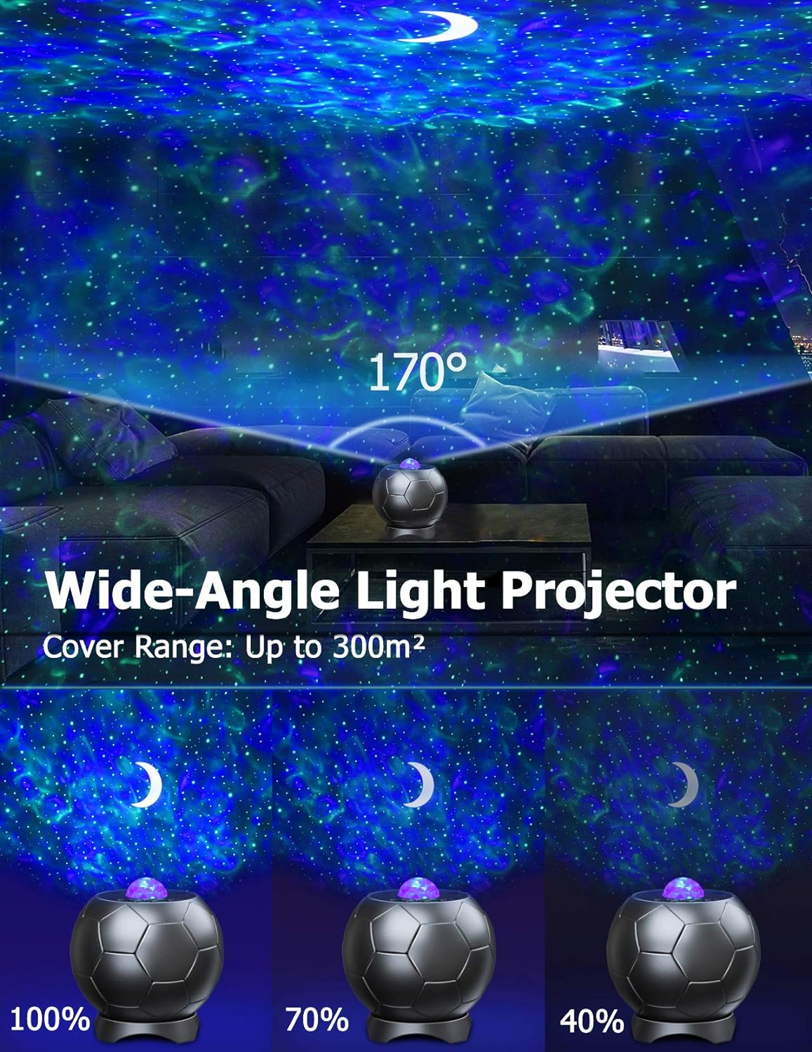 Lupantte Sternenhimmel Projektor, 360° Drehung Wellen Sternenprojektor, LED Sternenhimmel Projektor Mit Musik-Player/Fernbedienung/Timer, Sternenhimmel Geeignet für Dekoration, Geschenke, Nachtlicht
