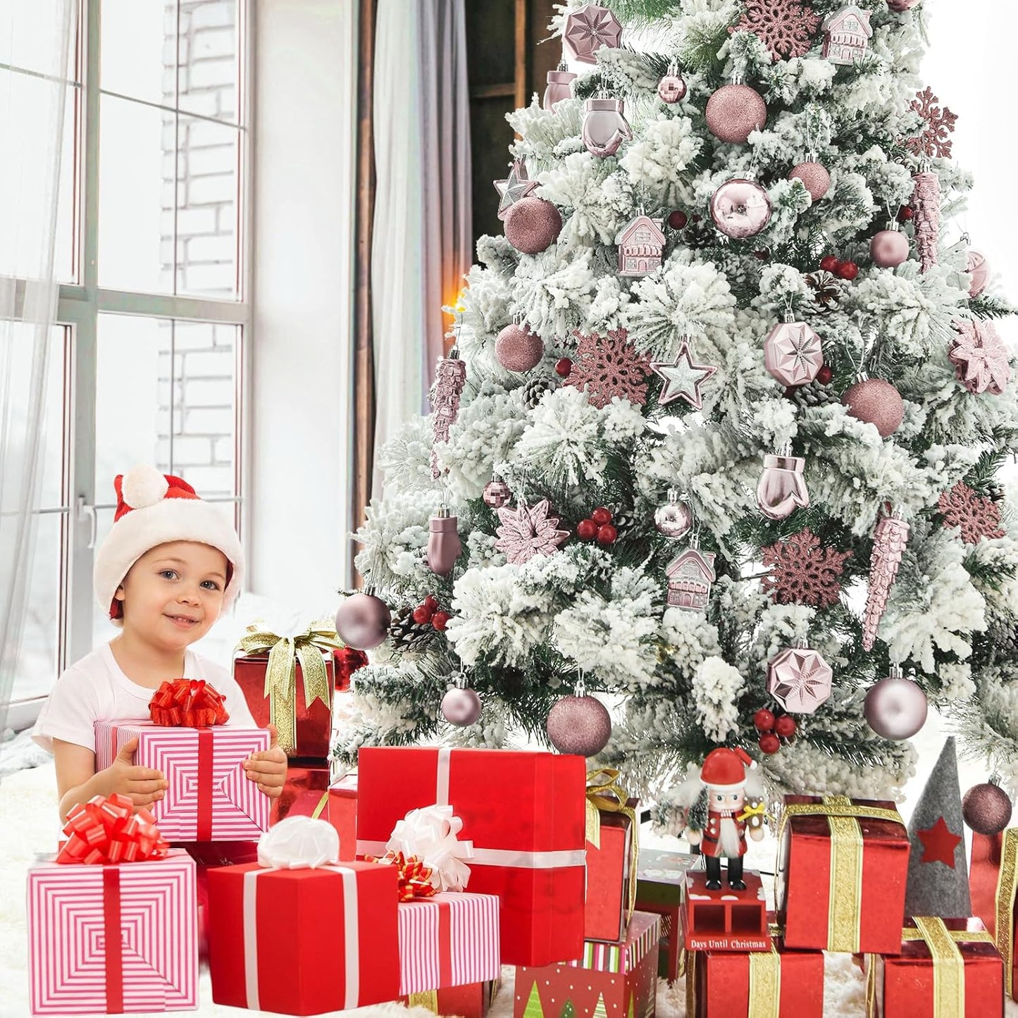 113 Weihnachtskugeln Christbaumschmuck Aufhänger Christbaumkugeln für den Weihnachtsbaum Weihnachtsbaumschmuck Weihnachtsbaumkugeln, Kunststoff, (Pink)