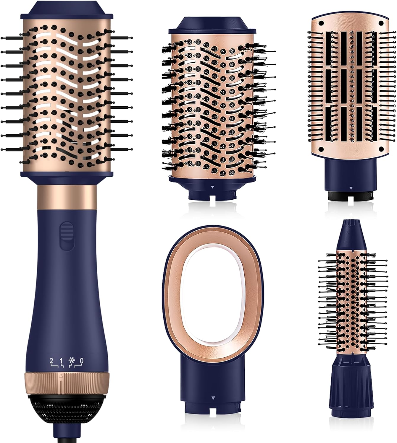 UKLISS Warmluftbürste 4 in 1 Set, Haarstyler Föhn mit 4 Aufsätzen: 1000W Haartrockner, Lockenbürste, Haarglätter Bürste, Fönbürste Rundbürste, Hot Hair Styler für Alle Haartypen Styling