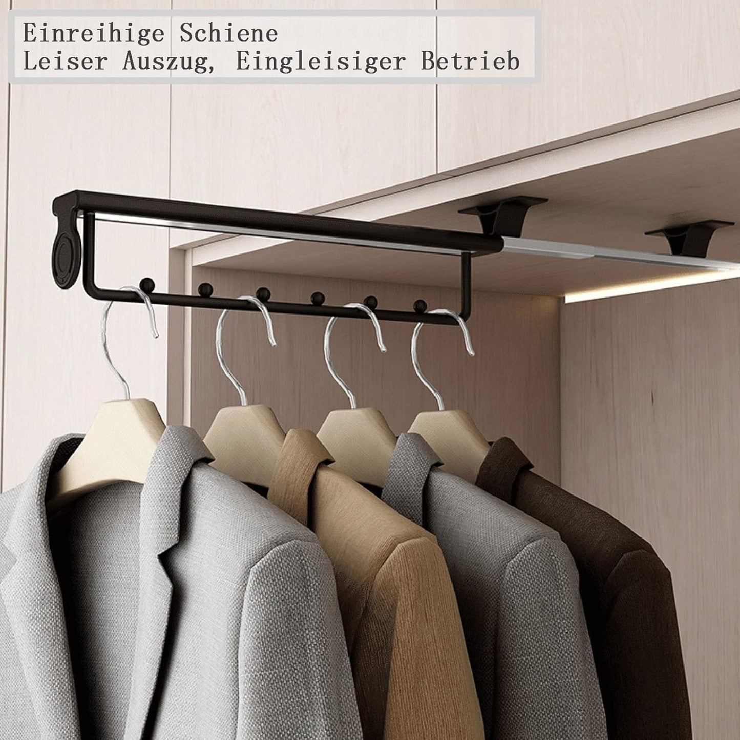 ZYFA Ausziehbare Kleiderstange zum Herausziehen,Schrank deckenmontage,Garderobenauszug Verstellbarer Kleiderschrank,Kleiderbügel Auszie,Kleiderbügelhalter Kleiderbügelauszug ausziehbar