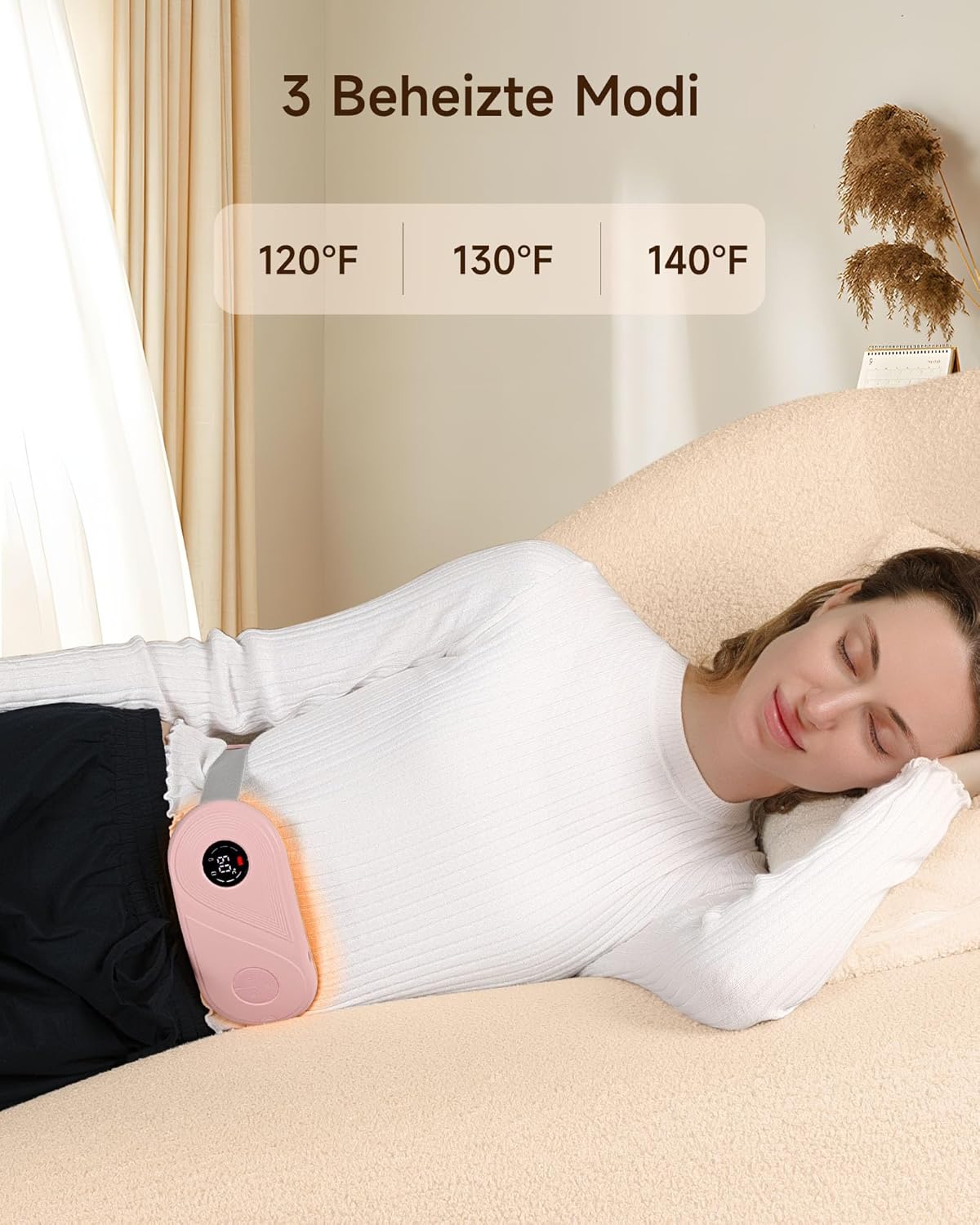 ALLJOY Perioden Heizkissen Kabellos-3 Wärme & 3 Vibrationsmodi, Elektrisches Heizkissen für Periodenkrämpfe für Frauen, Mädchen