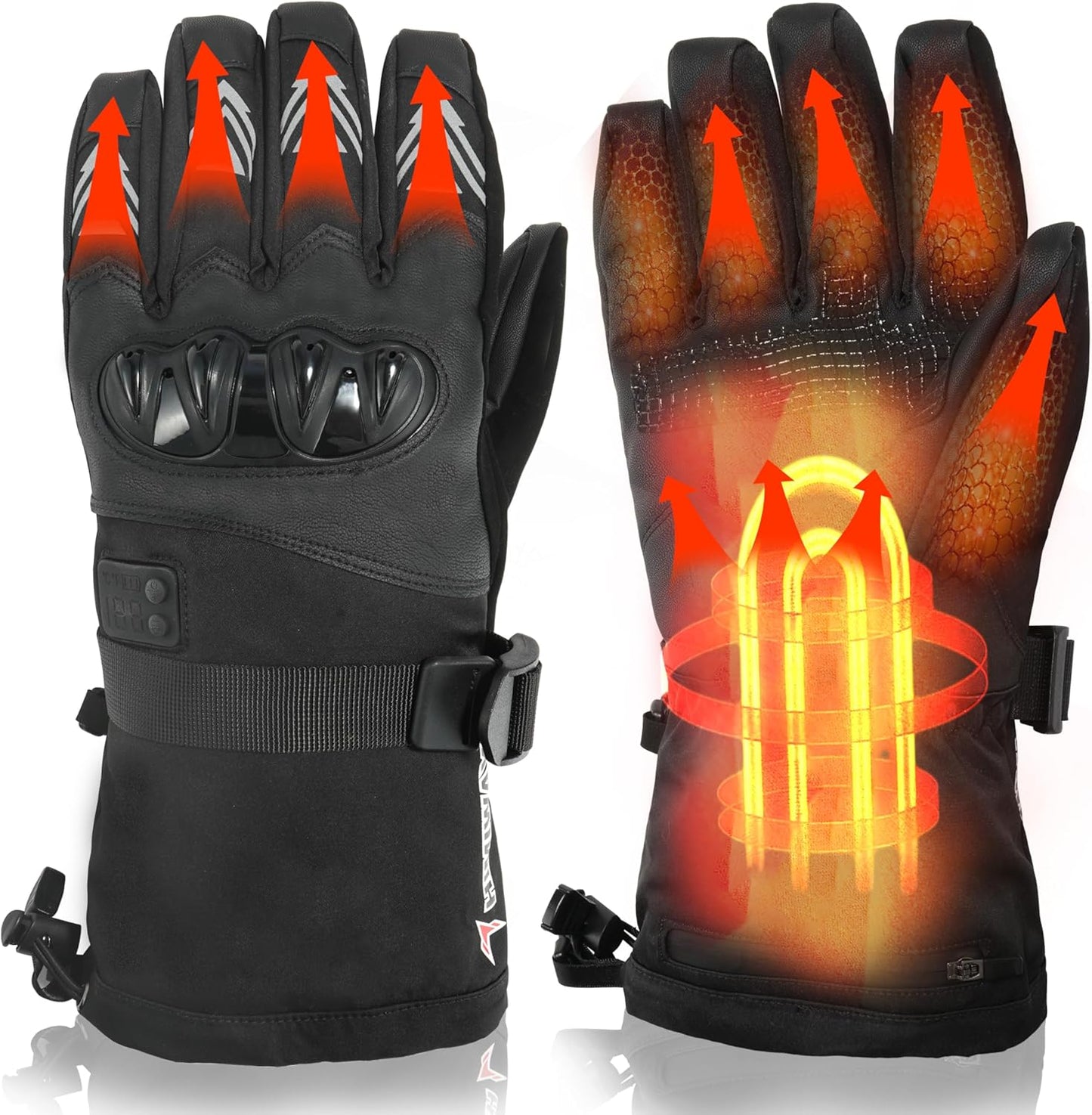 Himiway Beheizte Handschuhe M/L/XL für Herren & Damen Heizhandschuhe 7.4V 3200mAh Elektrisch beheizte Handschuhe bis zu 6h wasserdichte & Winddichte & Wiederaufladbare Heizhandschuhe gegen Stürze