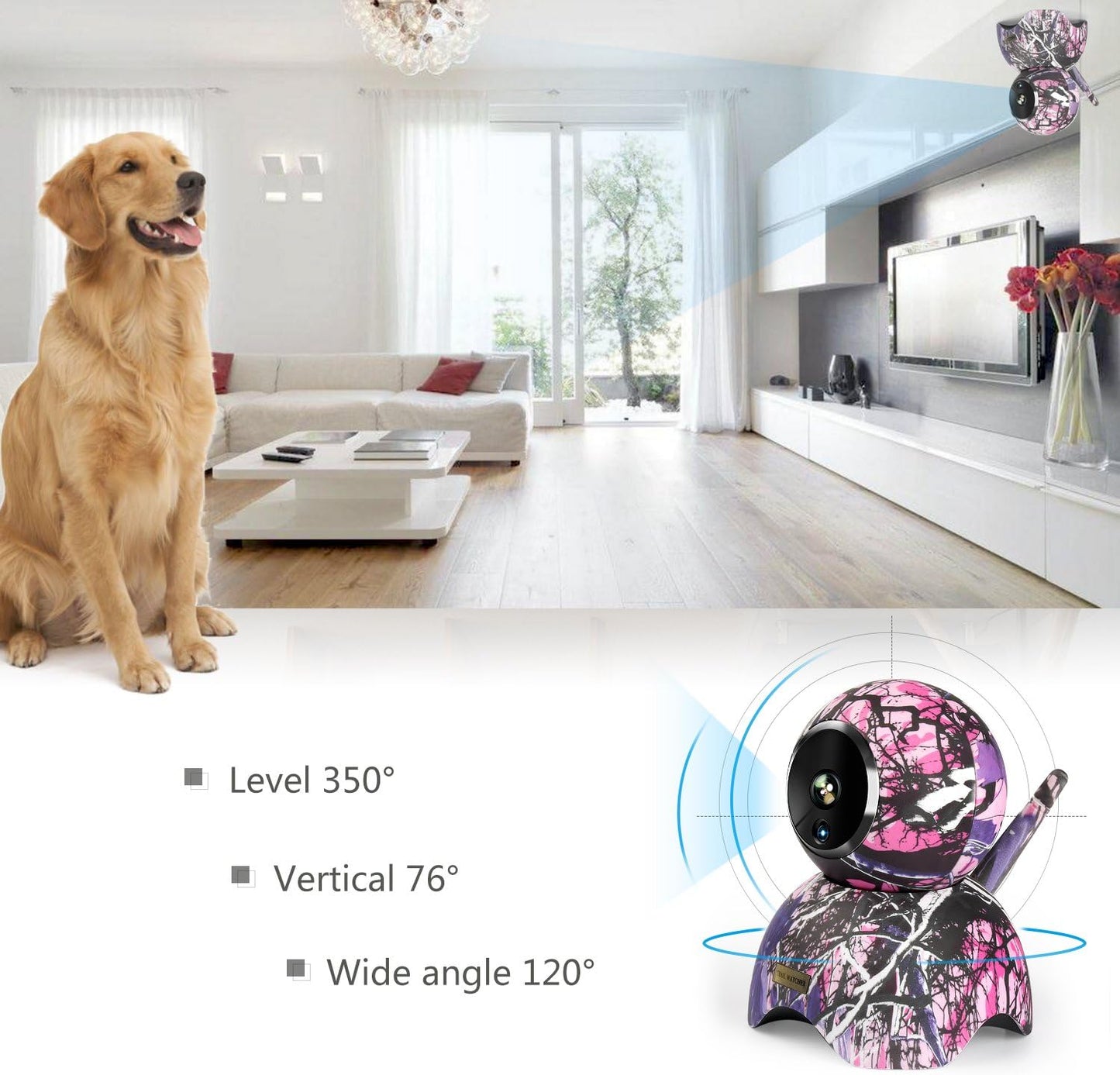 TRAIL WATCHER IP-Kamera 1080P HD WiFi-Überwachungskameras 10M IR-Nachtsicht-Heimsicherheitskamera Haustier-Babyphone mit Bewegungserkennung 2-Wege-Audio-Fernalarmunterstützung
