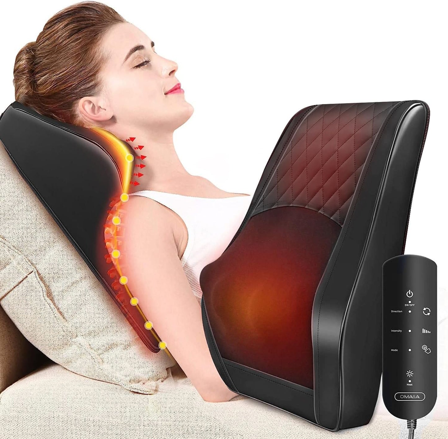 OMASSA Massagegerät, Nackenmassagegerät mit Wärme, Shiatsu-Massagegeräte, 3D-Knet-Rückenmassagegerät, Muskelschmerzlinderung für Nacken, Rücken, Beine, Geschenke für Männer, Frauen, Mama, Papa