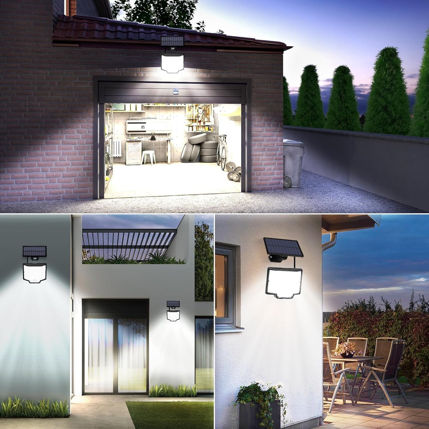 LaiTeny Solarlampen für Außen mit Bewegungsmelder - Solarleuchten Aussen 166 L