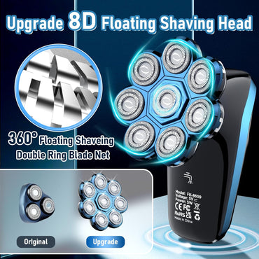 Head Shavers for Men, Upgrade 8D Rotating Electric Shavers for Bald Men Cordless Waterproof Wet & Dry USB Rechageable 99min Use Time LED Display Razor Bart for Home, Office, Travel Black
