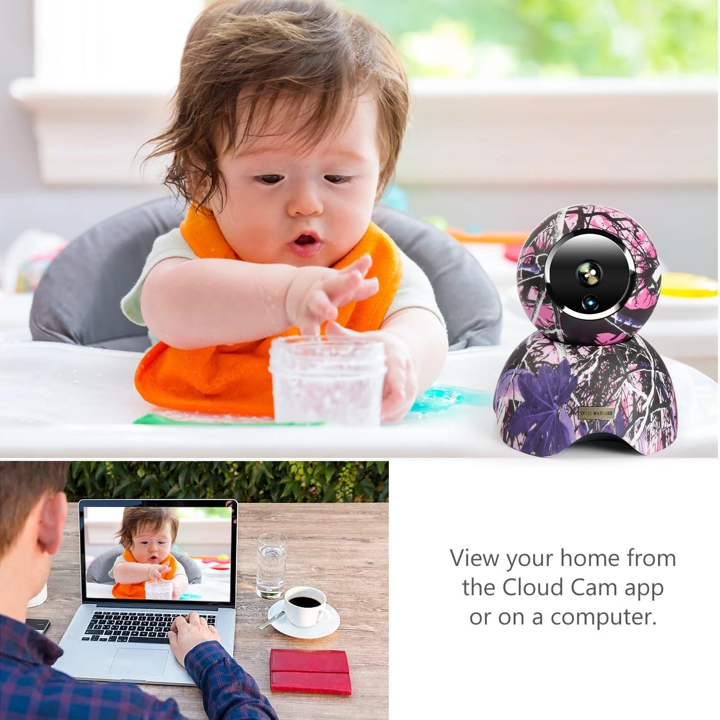 TRAIL WATCHER IP-Kamera 1080P HD WiFi-Überwachungskameras 10M IR-Nachtsicht-Heimsicherheitskamera Haustier-Babyphone mit Bewegungserkennung 2-Wege-Audio-Fernalarmunterstützung