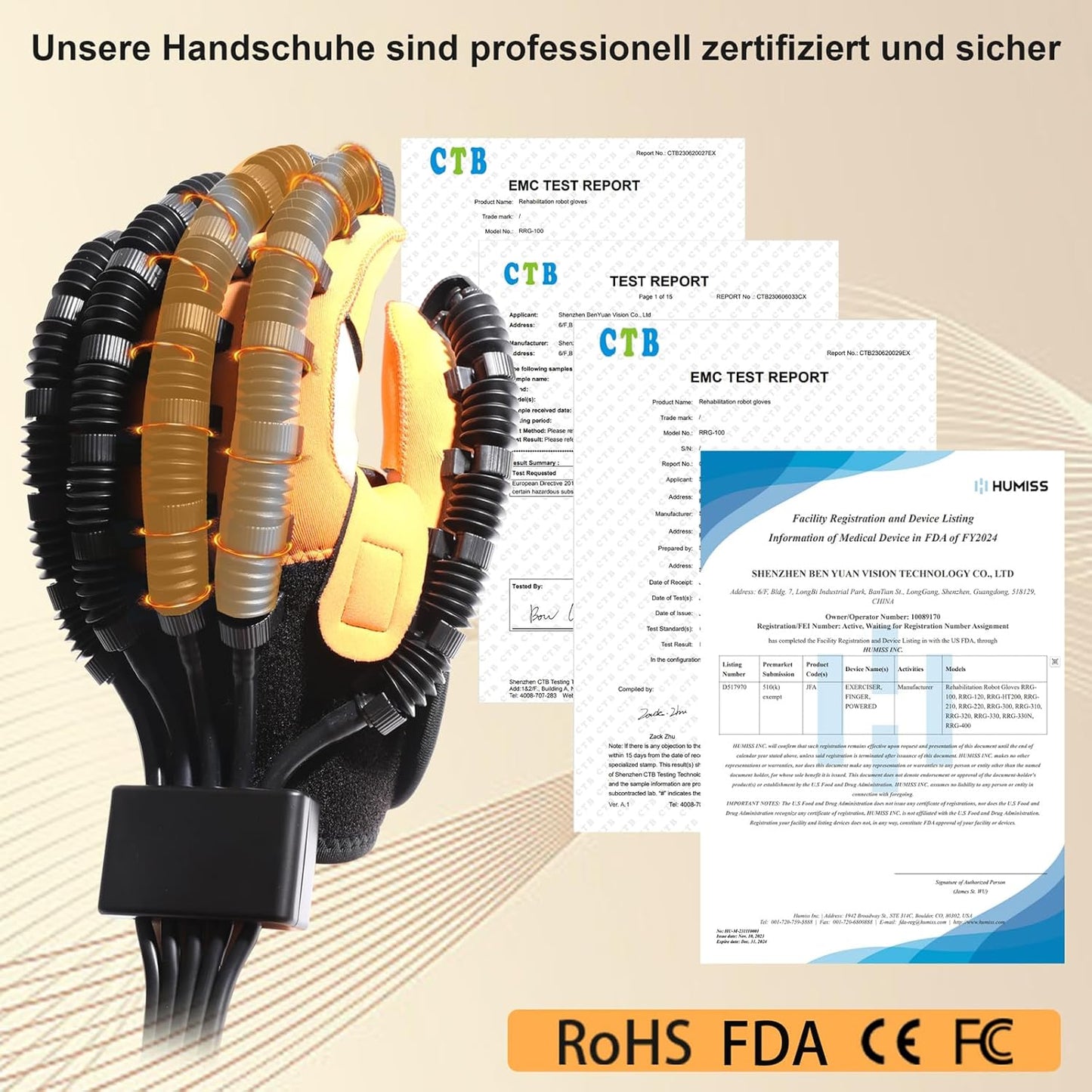 EMFOCU Aktualisierte Reha-Roboter-Handschuhe, Reha-Ausrüstung für Schlaganfall-Hand, Finger-Reha-Handschuh, Reha-Handschuh für Hemiplegie, Hand-Schlaganfall-Ausrüstung, Reha-Roboter-Handschuh.
