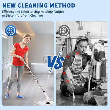 Elektrischer Spin Scrubber, 9-in-1-Akku-Reinigungsbürste mit USB-Anschluss Typ C, Ladegerät, 3 einstellbaren Geschwindigkeiten, LED-Anzeige, elektrischer Schrubber zum Reinigen von Badezimmer-, Badewannen- und Fliesenböden