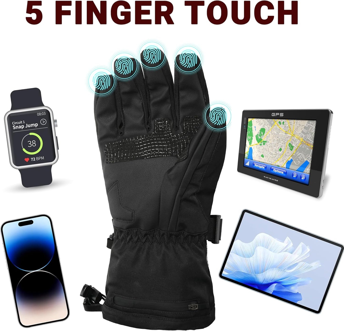 Himiway Beheizte Handschuhe M/L/XL für Herren & Damen Heizhandschuhe 7.4V 3200mAh Elektrisch beheizte Handschuhe bis zu 6h wasserdichte & Winddichte & Wiederaufladbare Heizhandschuhe gegen Stürze