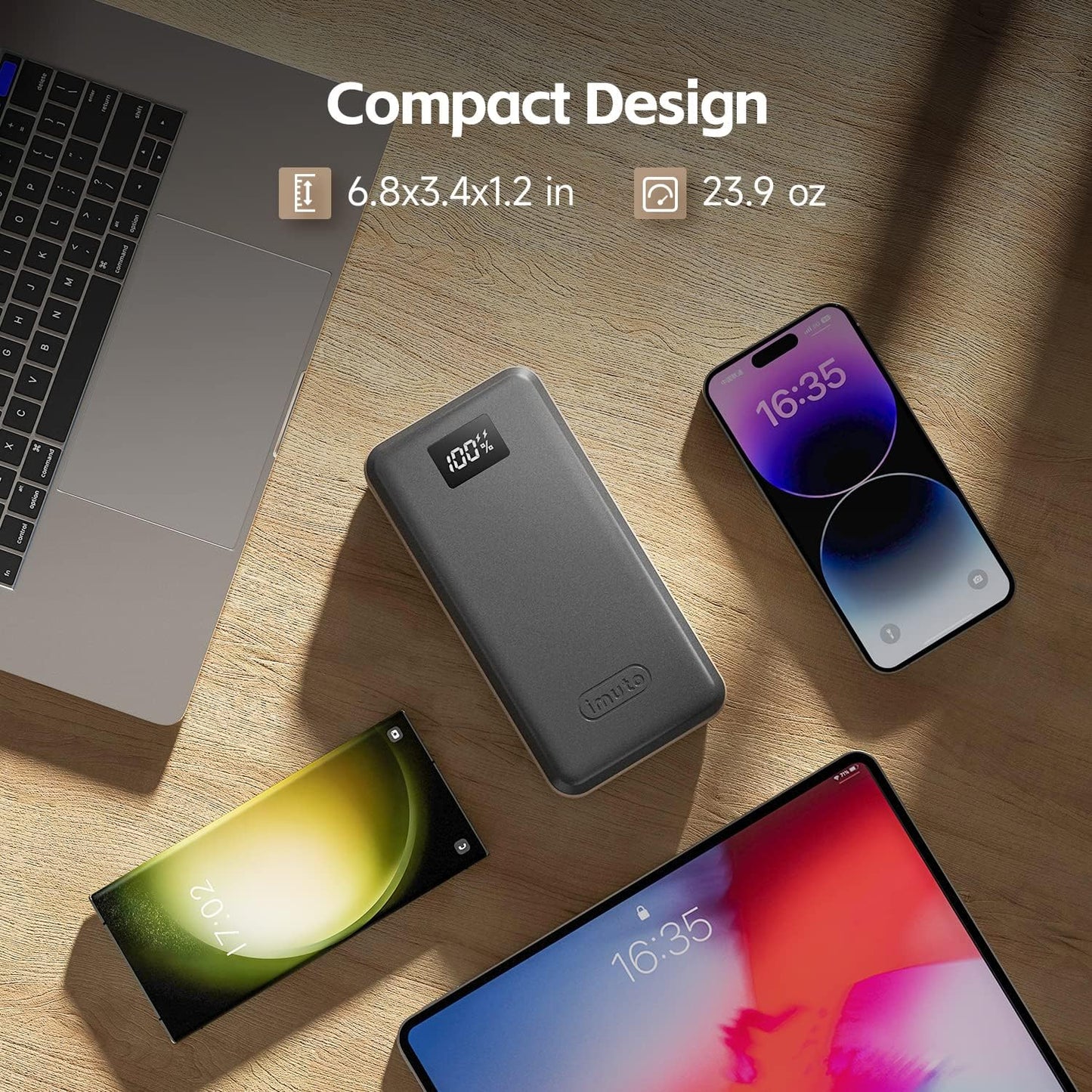 imuto Powerbank PD 65W 27000mAh Externer Akku mit 65W USB-C Ladegerät