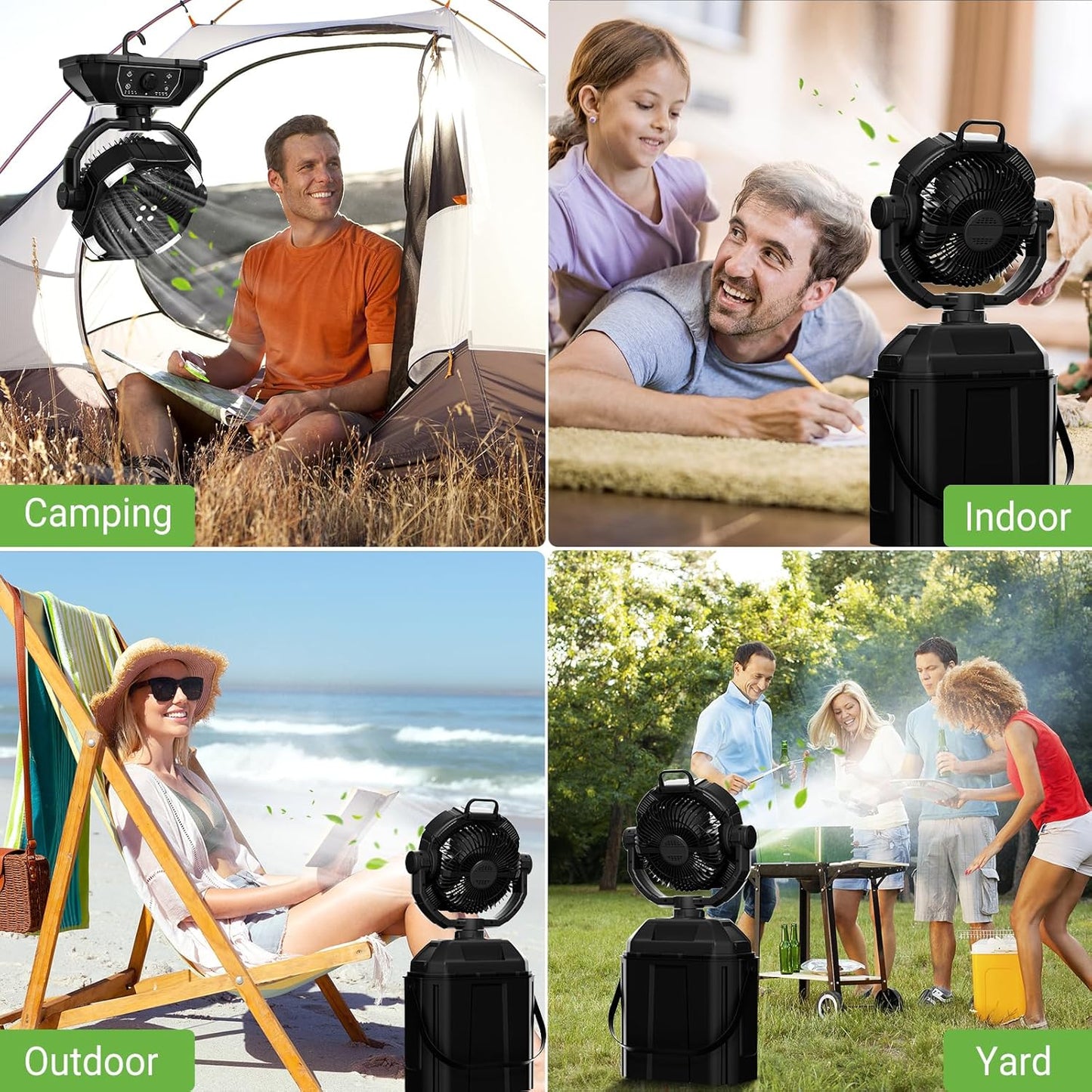 Tragbarer Nebelventilator für Außenterrasse, 20.000 mAh, wiederaufladbar, batteriebetrieben, Camping-Nebelventilator mit 4,5 l Wassereimer, starker Wind, kühlender Nebel für Outdoor-Sport/Reisen/Party