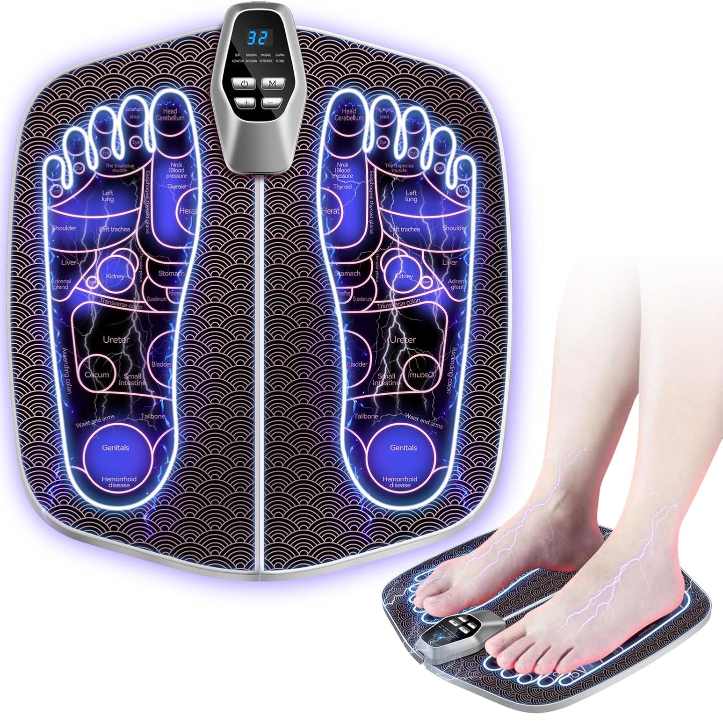 LOZLTX Neue Technik-Intelligente Impuls EMS-Fußmassagegerät【Mikrostrom-Nano-Penetration TENS/EMS-Dualmodus】Fußmassagegerät【Null-Verzögerungsreaktion-TÜV Rheinland-zertifiziert】Durchblutungsstimulator