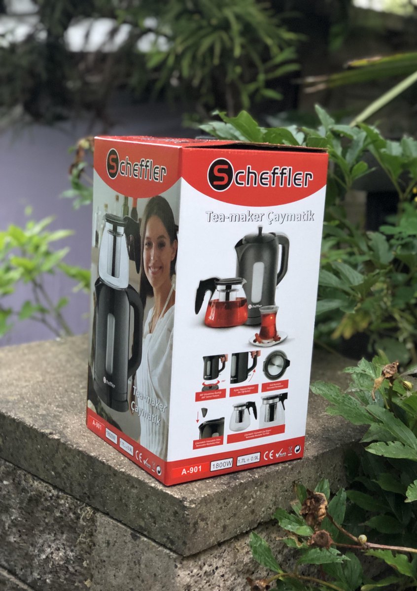 Scheffler | Teekanne | Türkische Teekanne | Teekessel | Wasserkocher | 100 % BPA-frei | 1800 Watt | Tee