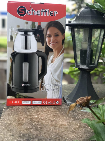 Scheffler | Teekanne | Türkische Teekanne | Teekessel | Wasserkocher | 100 % BPA-frei | 1800 Watt | Tee
