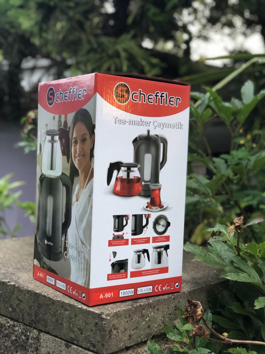 Scheffler | Teekanne | Türkische Teekanne | Teekessel | Wasserkocher | 100 % BPA-frei | 1800 Watt | Tee