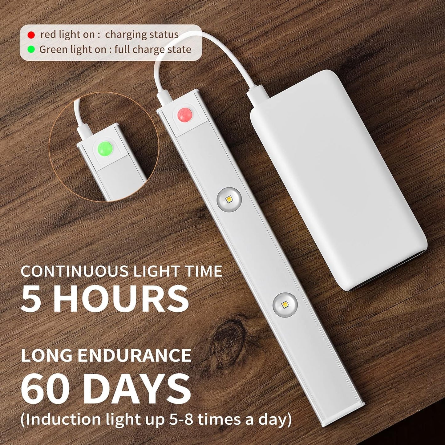 2 x LED Unterbauleuchte 40 cm, 3 lichtmodi, Bewegungsmelder , USB Schranklicht, Nachtlicht für Schrank, Küche (2 Pack)