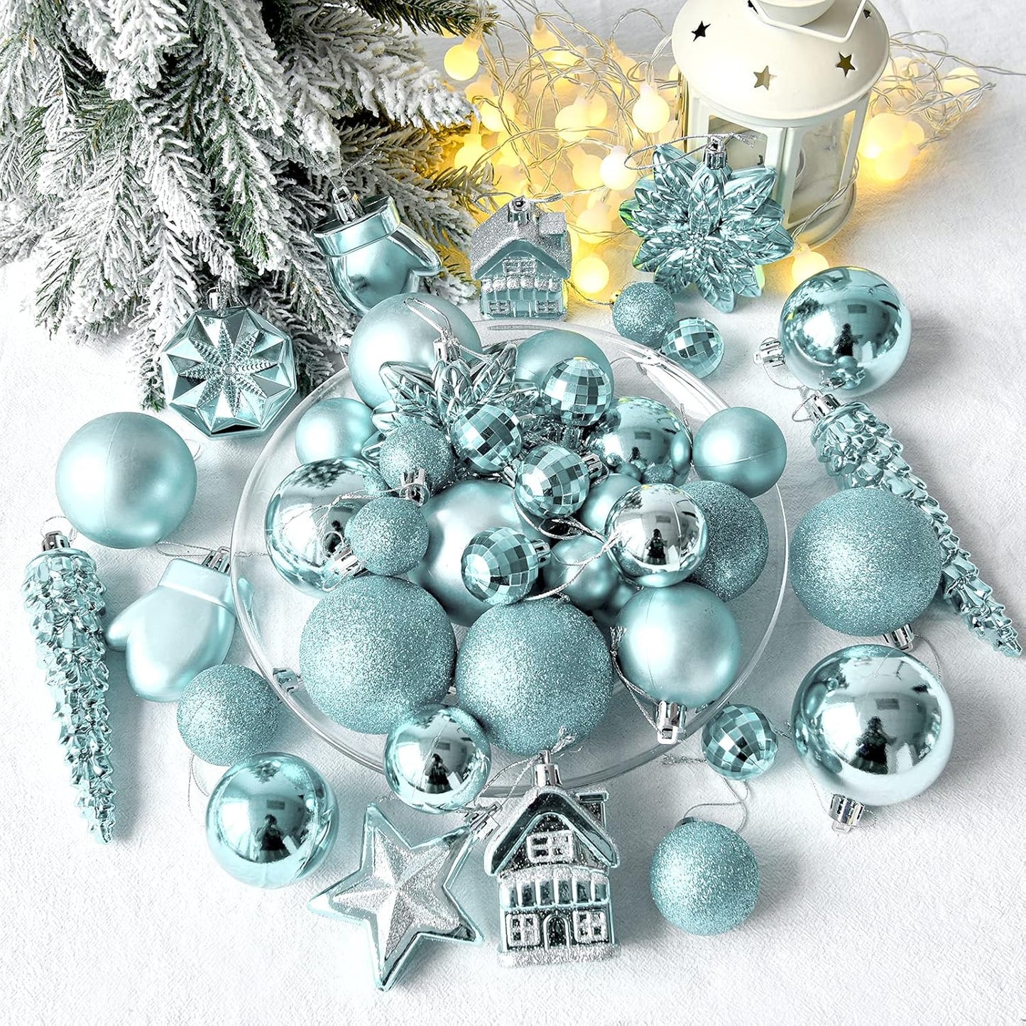 HAIGOU 113 Weihnachtskugeln Christbaumschmuck Aufhänger Christbaumkugeln für den Weihnachtsbaum Weihnachtsbaumschmuck Weihnachtsbaumkugeln (Blau)