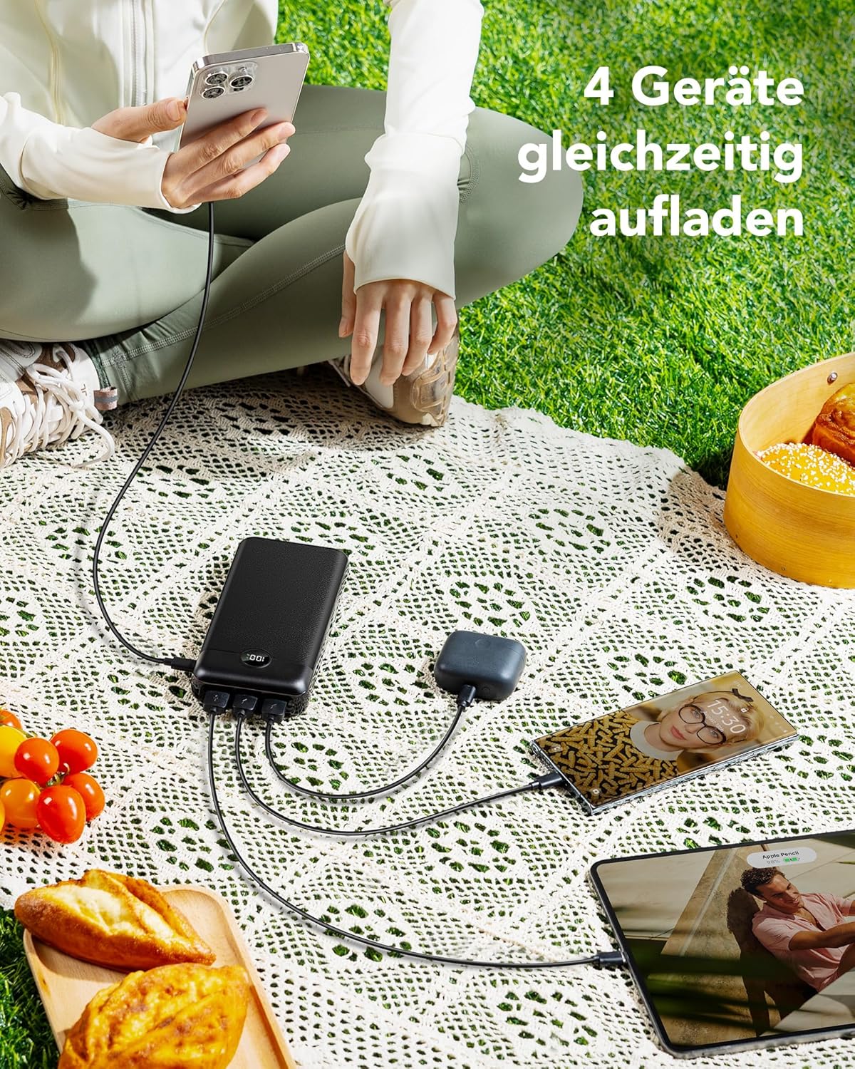 VEGER Power Bank 27000mAh 20W PD, Powerbank USB C Externer Handyakkus mit 4 Ausgängen und 2 Eingängen LED Tragbares Ladegerät,Kompatibel mit iPhone Samsung Huawei Tablet usw