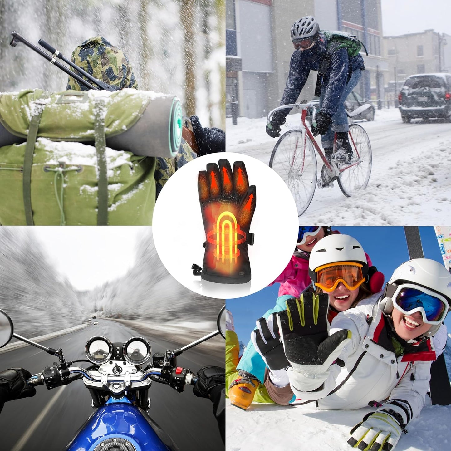 Himiway Beheizte Handschuhe M/L/XL für Herren & Damen Heizhandschuhe 7.4V 3200mAh Elektrisch beheizte Handschuhe bis zu 6h wasserdichte & Winddichte & Wiederaufladbare Heizhandschuhe gegen Stürze