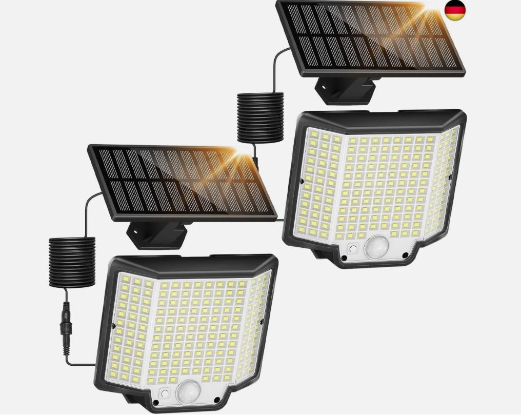 LaiTeny Solarlampen für Außen mit Bewegungsmelder - Solarleuchten Aussen 166 L