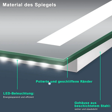 Miroir de salle de bain LED SONNI Bathezimmer avec interrupteur tactile et éclairage 45 x 60 cm / 50 x 70 cm