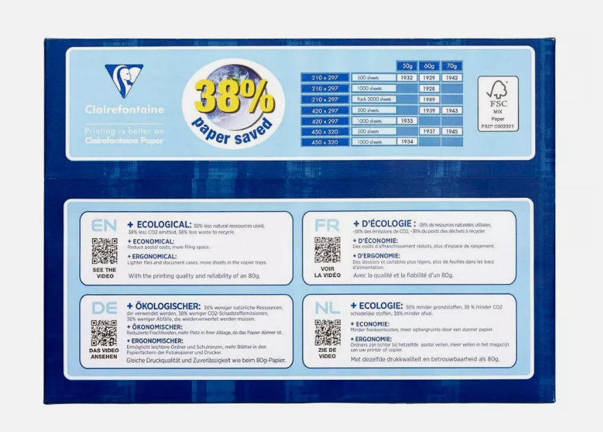 2500 X Clairefontaine Kopierpapier Smart Print DIN A4 50 g/qm 2500 Blatt