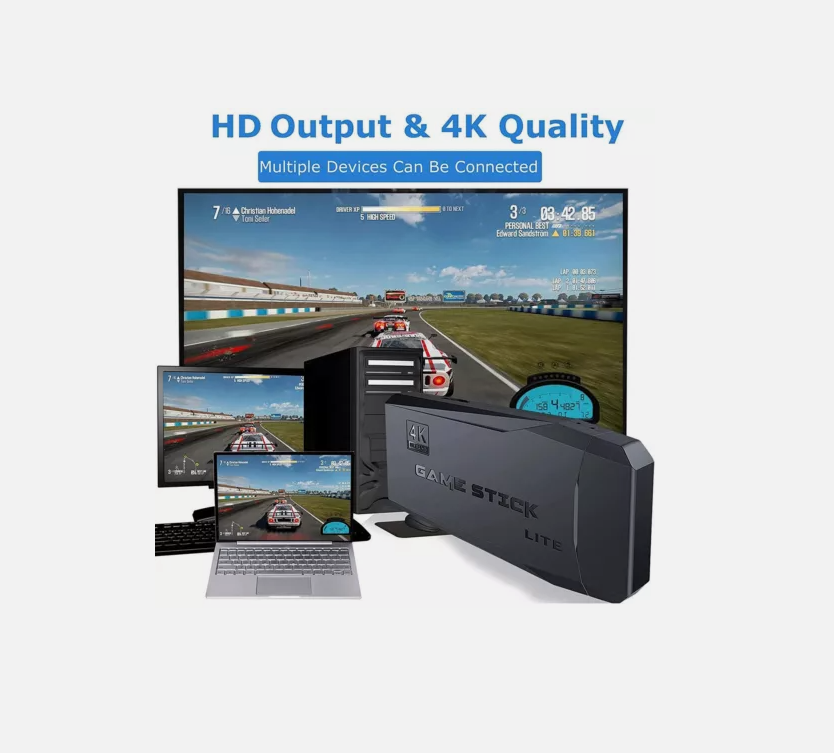 M8 4K HDMI Wireless Videospielkonsole Retro 20000+Spiele TV Stick 64G+ 2 Gamepad