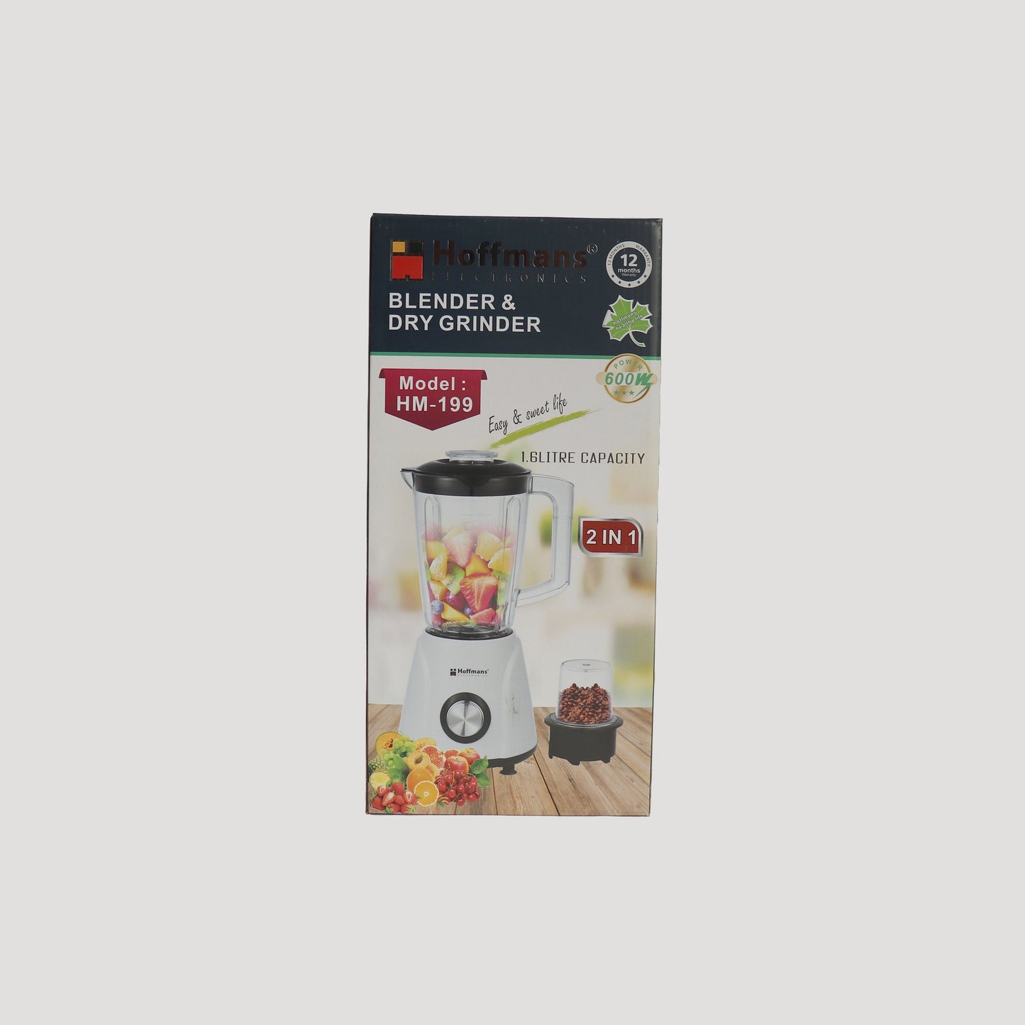 HOFFMANS HM-199 Standmixer 1.6 L 600W inklusive Kaffeemühle 2 Geschwindigkeiten, 2 in 1