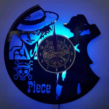 QianZhou-Uk Vinyl Wanduhr Kreative Wanduhr Mute Wanduhr Piece Serie Geschenk 7-Farben Nachtlicht Uhr, Schwarz