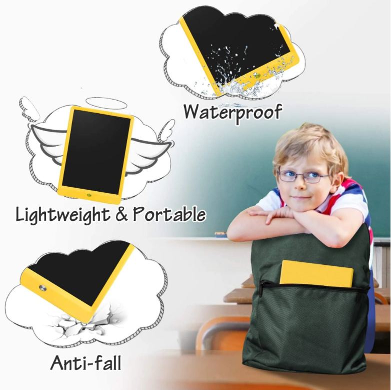 LCD-Schreibtisch, 10 Zoll, Bunte Bildschirm-Maltafel, Schreibtisch, Weihnachtsgeschenke für Kinder, Kritzeltafel, Spielzeug ab 1 2 3 4 5 6 7 Jahre alt Mädchen Jungen (Gelb)
