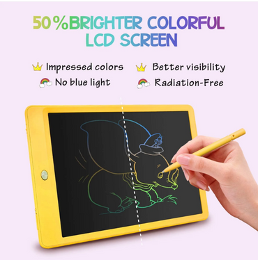 LCD-Schreibtafel, 10 Zoll, bunte Bildschirm-Maltafel, Schreibtafel, Weihnachtsgeschenke für Kinder, Kritzeltafel, Spielzeug ab 1 2 3 4 5 6 7 Jahre alt Mädchen Jungen (Gelb)