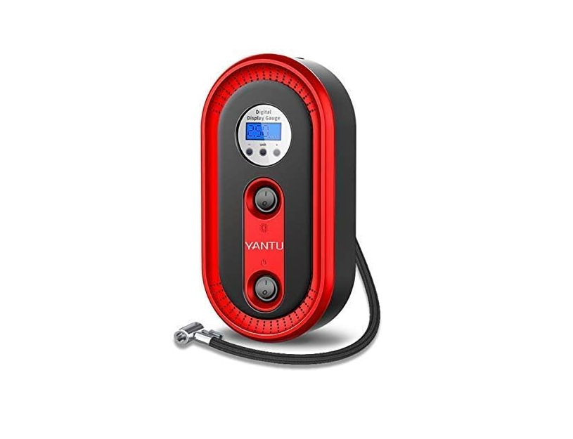 yantu Tragbarer Auto-Reifenfüller, 12 V, elektrische Luftkompressorpumpe, Digitalanzeige und LED-Beleuchtung, Kompressor Psi für Autoreifen, Basketball, Fahrrad