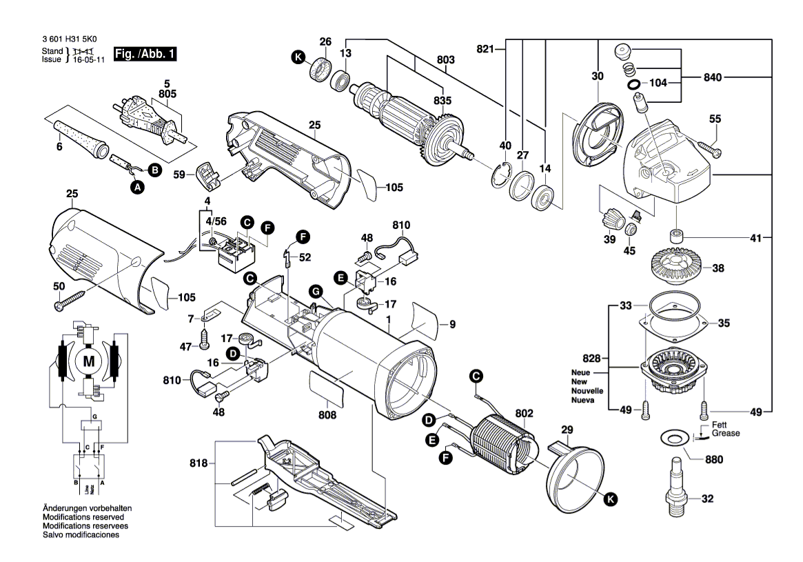 BOSCH Netzanschlussleitung | Ersatzteile für GWS 8-100 Z - 3601H315Z0 | 1619P09826