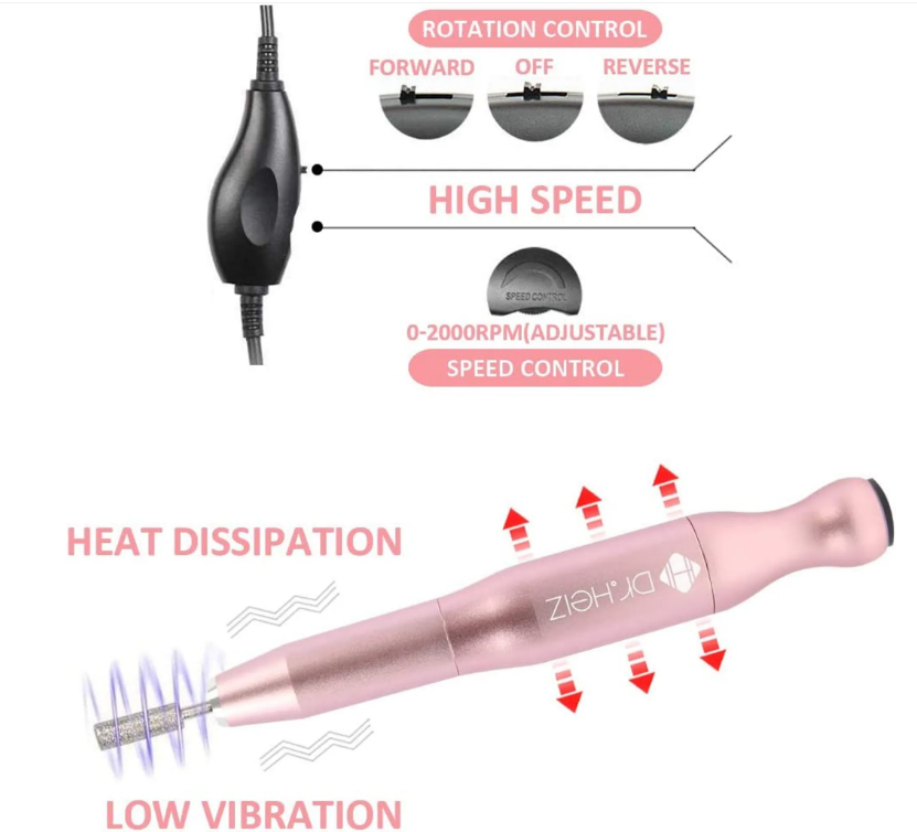 Dr.HeiZ 6 in 1 Profi-Nagelpolierer, elektrischer Mini-Nagelpolierer