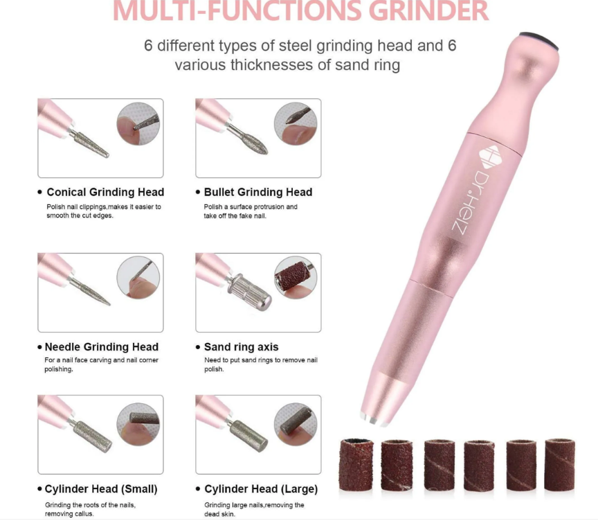 Dr.HeiZ 6 in 1 Profi-Nagelpolierer, elektrischer Mini-Nagelpolierer
