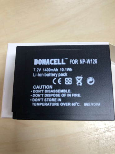 2X Bonacell Akku für Fujifilm NP-W126 Kamera Ersatzakku 1400 mAh kompatibel mit Fujifilm X-T10, X-T20, X100F, FinePix HS30EXR, HS33EXR, HS35EXR, HS50EXR, X-A1, X-A2, X-A3, E2, X-E3
