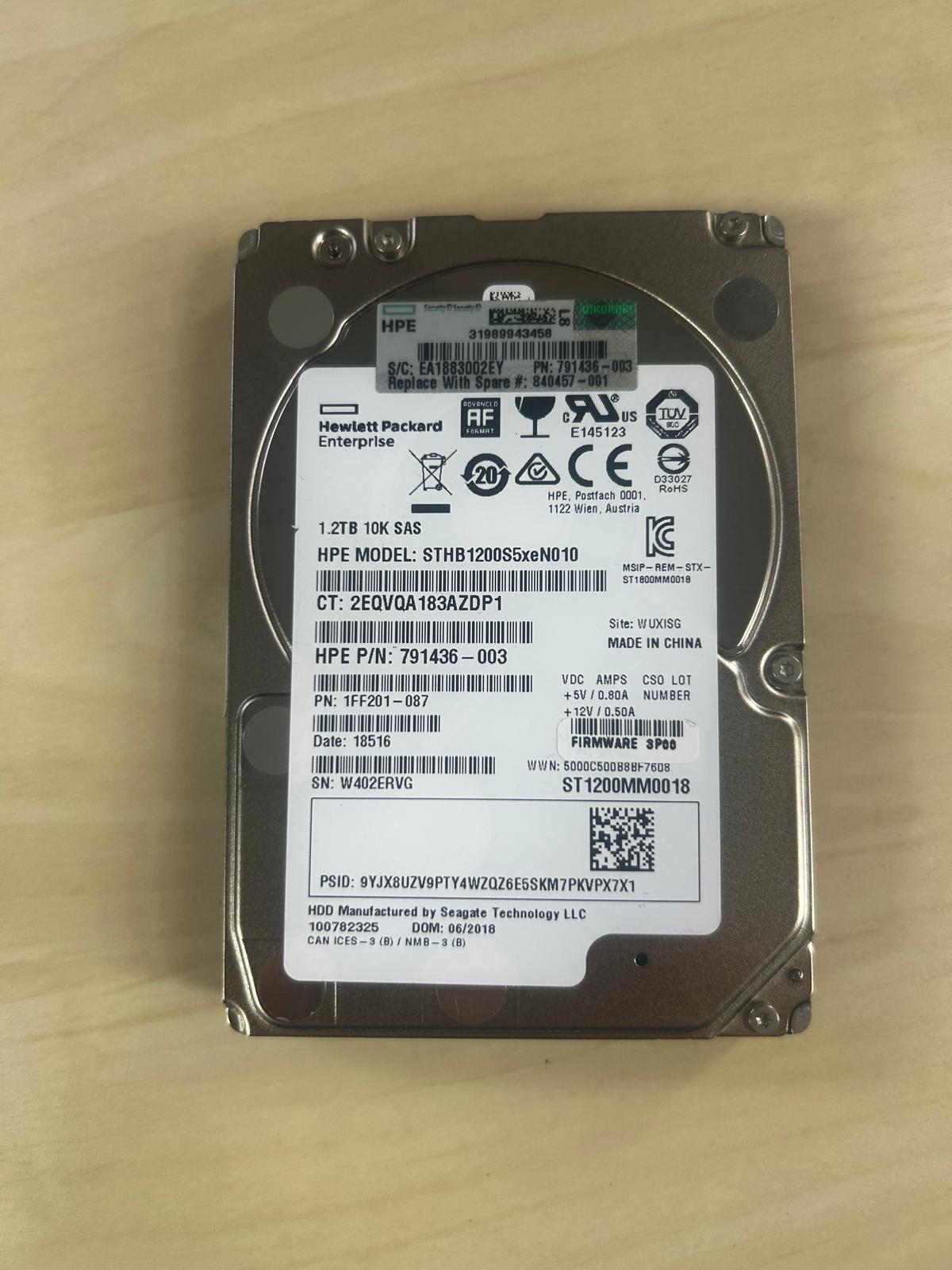 HP 791436-003 1.2TB 10K SAS STHB1200S5xeN010 HDD